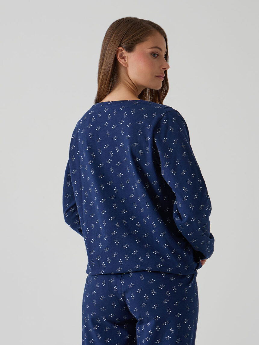 γυναικεία πιτζάμα εγκυμοσύνης/θηλασμού μπλε φλοράλ - Prénatal