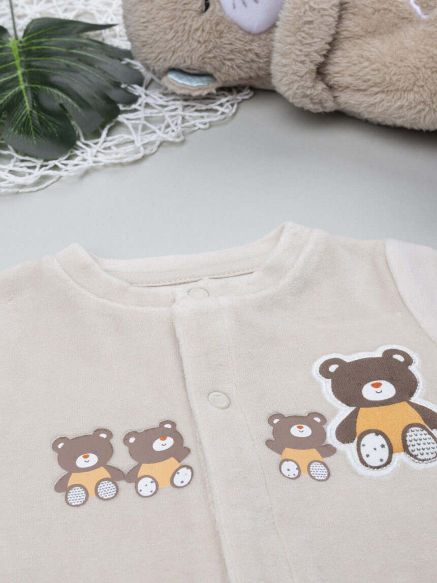 βρεφικό φορμάκι σενίλ μπεζ baby smile unisex - Prénatal