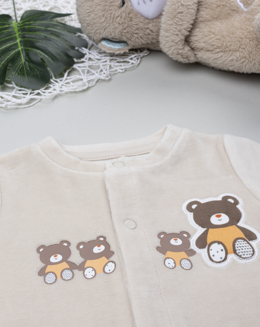 βρεφικό φορμάκι σενίλ μπεζ baby smile unisex - Prénatal