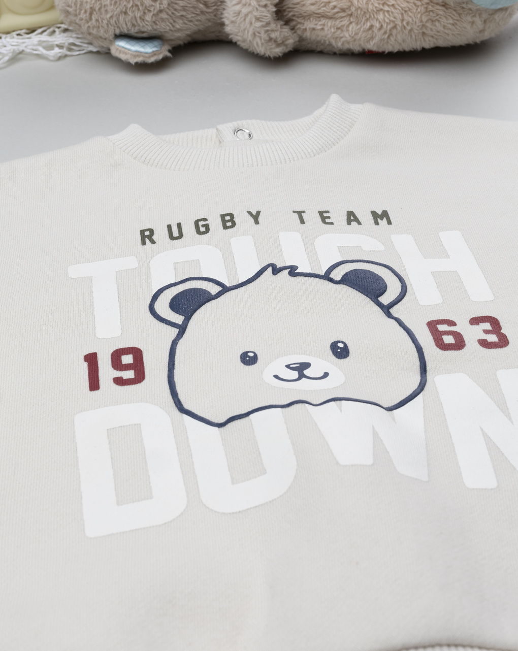 βρεφική μπλούζα φούτερ κρεμ rugby team για αγόρι - Prénatal