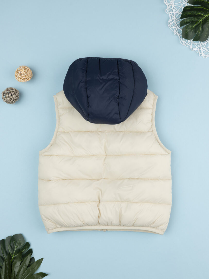 παιδικό αμάνικο μπουφάν puffer κρεμ dino για αγόρι - Prénatal