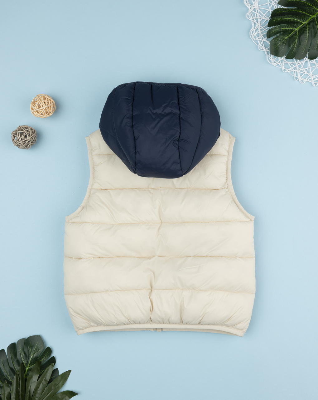 παιδικό αμάνικο μπουφάν puffer κρεμ dino για αγόρι - Prénatal