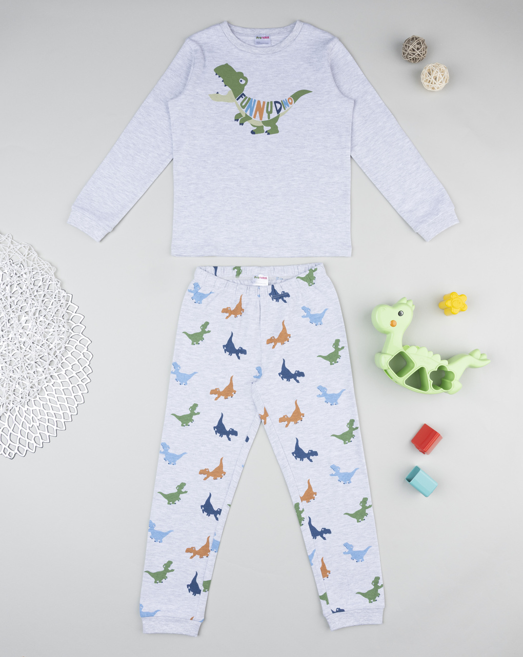 παιδική πιτζάμα γκρι funny dino για αγόρι