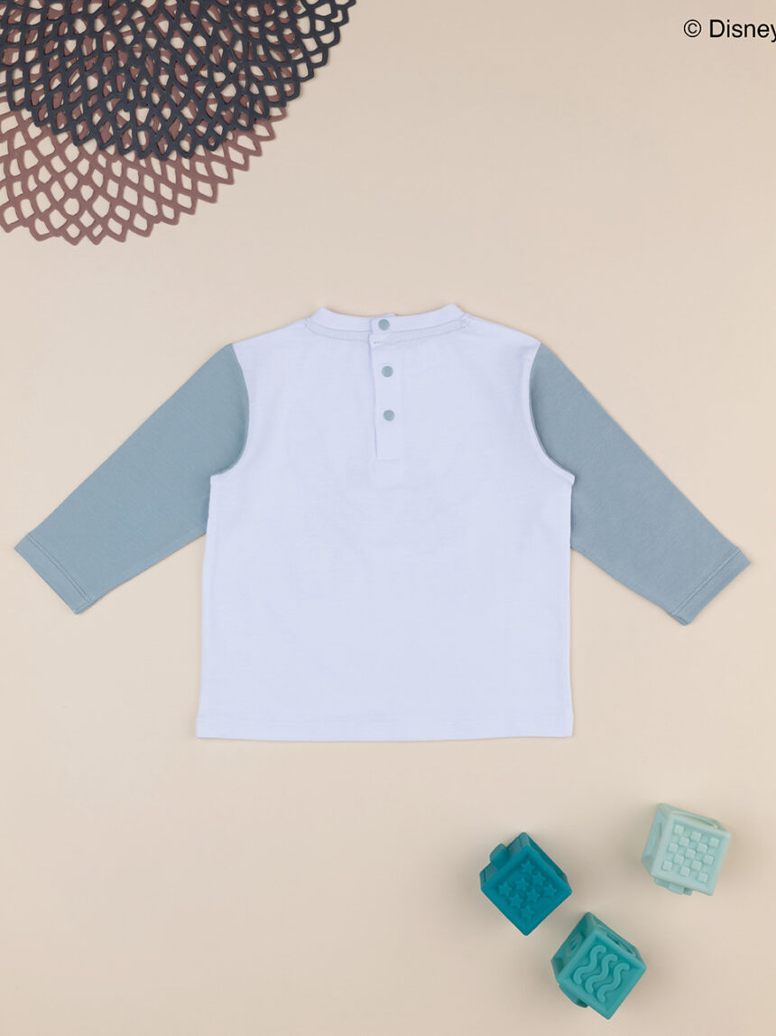 βρεφική μπλούζα λευκή/γαλάζια stitch για αγόρι - Prénatal
