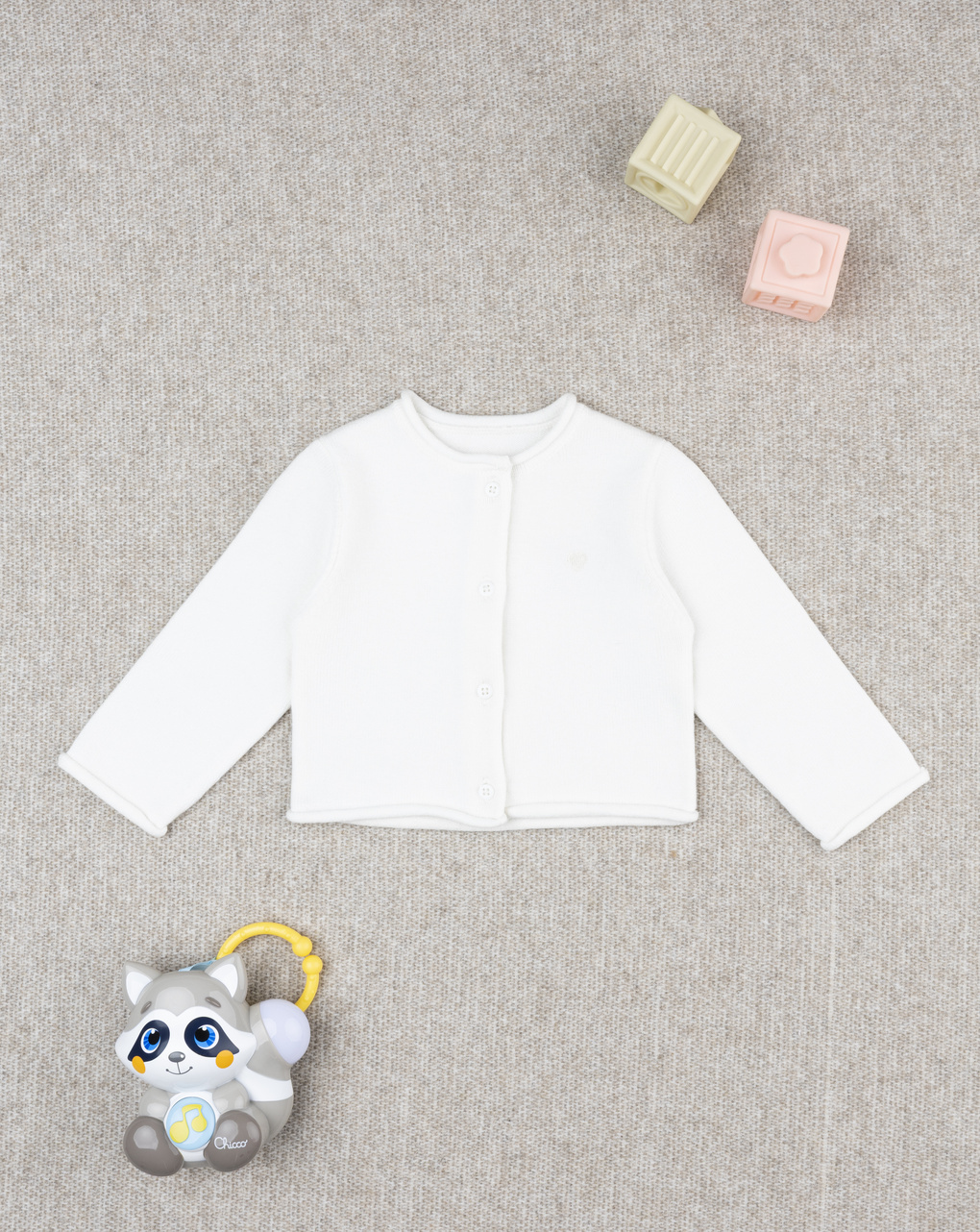 βρεφική πλεκτή ζακέτα λευκή με καρδούλα για κορίτσι