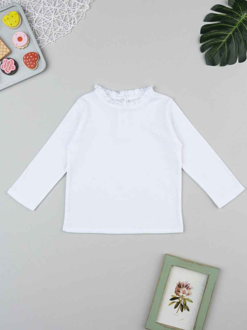βρεφική μπλούζα λευκή με βολάν για κορίτσι - Prénatal