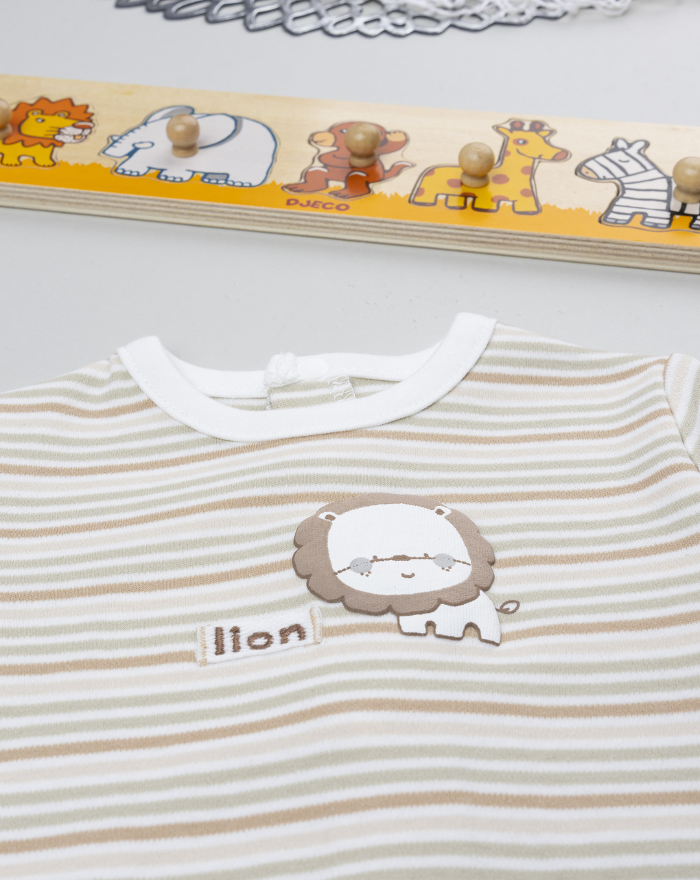 βρεφικό φορμάκι ριγέ μπεζ lion για αγόρι - Prénatal