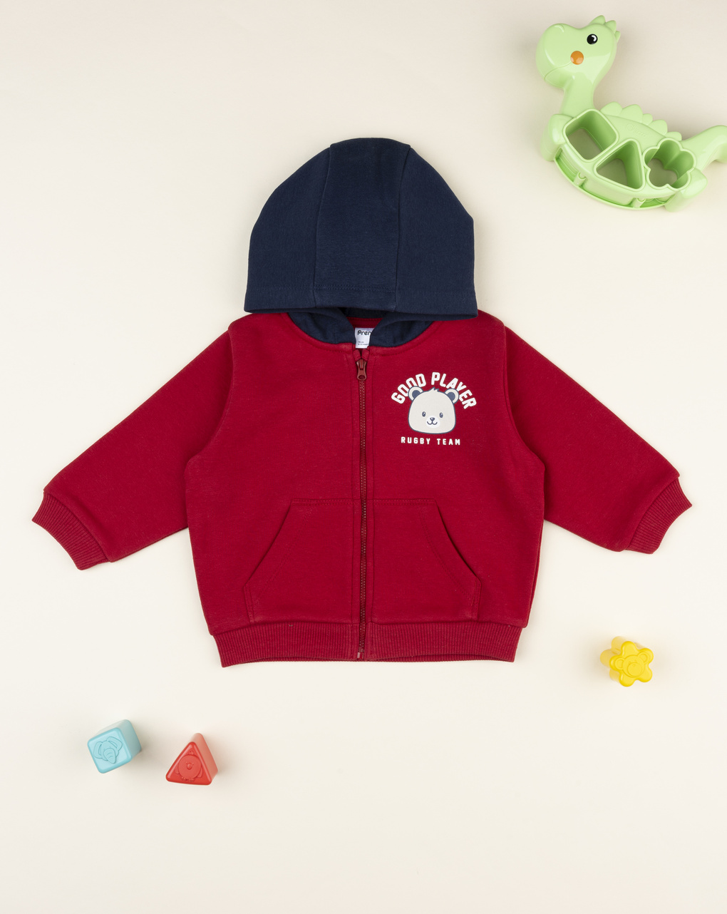 βρεφική ζακέτα φούτερ κόκκινη good player για αγόρι - Prénatal