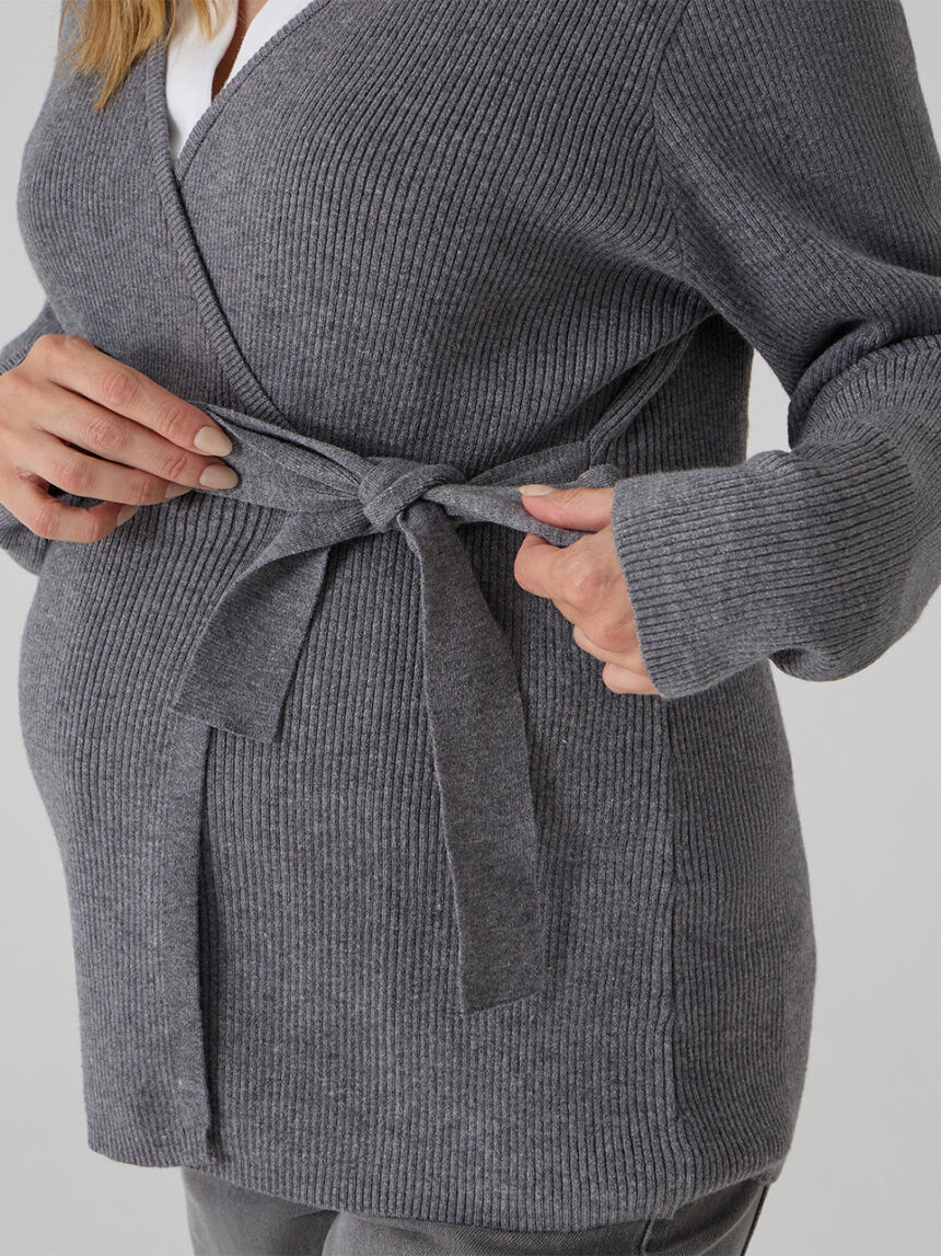 γυναικεία ζακέτα πλεκτή εγκυμοσύνης/θηλασμού γκρι - Prénatal