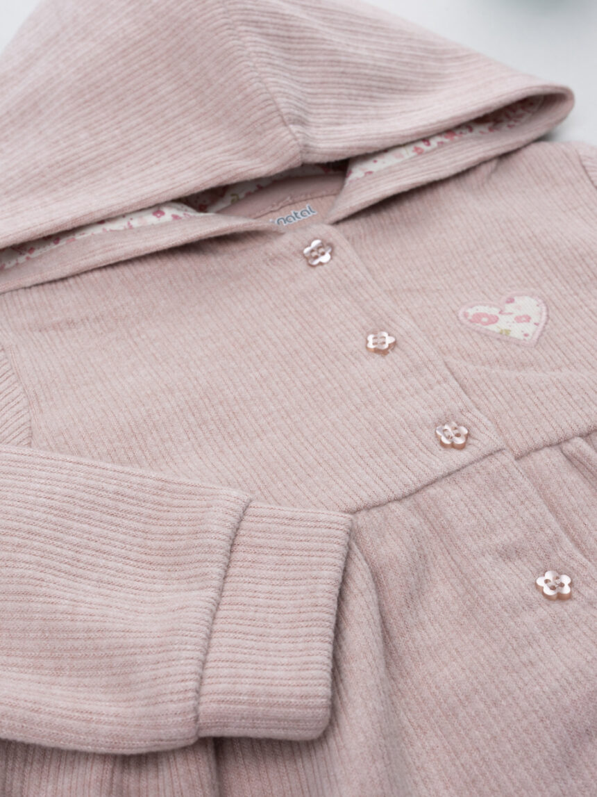 βρεφική ζακέτα ροζ με καρδούλα για κορίτσι - Prénatal