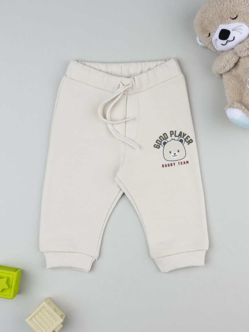 βρεφικό παντελόνι φόρμας κρεμ good player για αγόρι - Prénatal