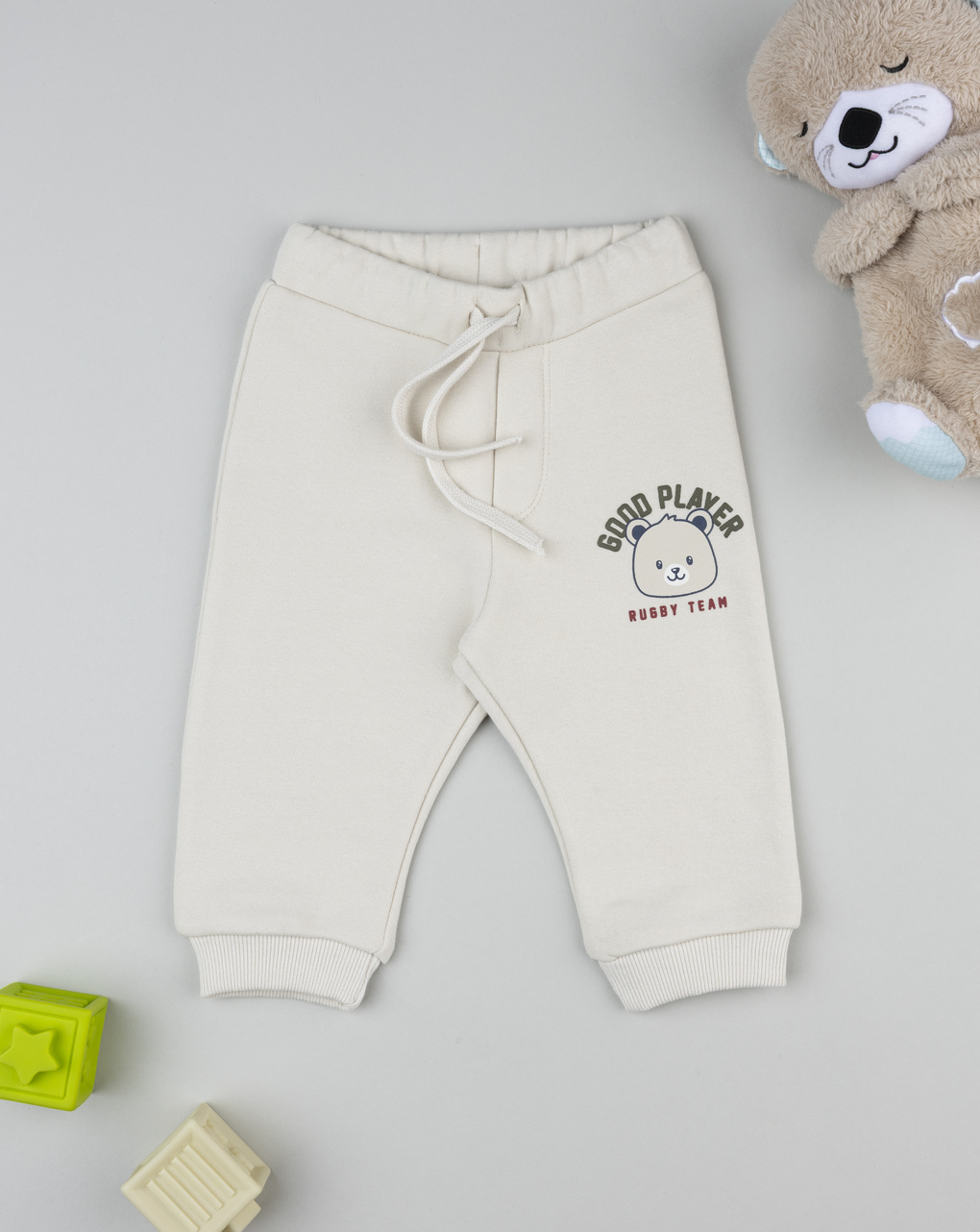 βρεφικό παντελόνι φόρμας κρεμ good player για αγόρι - Prénatal