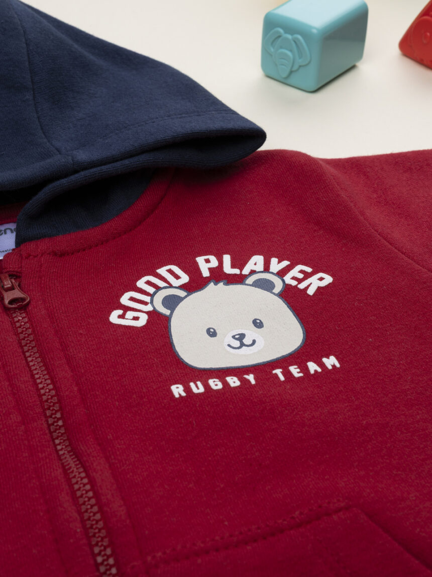 βρεφική ζακέτα φούτερ κόκκινη good player για αγόρι - Prénatal