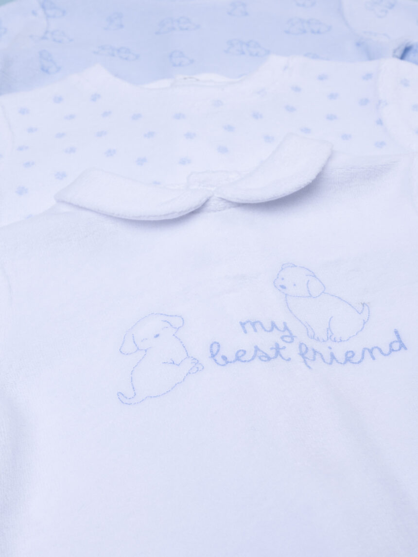 βρεφικά φορμάκια σενίλ με σκυλάκια πακέτο x3 για αγόρι - Prénatal