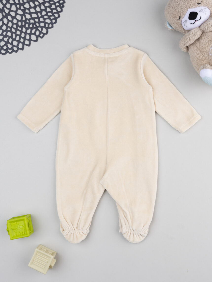 βρεφικό φορμάκι μπεζ σενίλ giraffe/lion για αγόρι - Prénatal