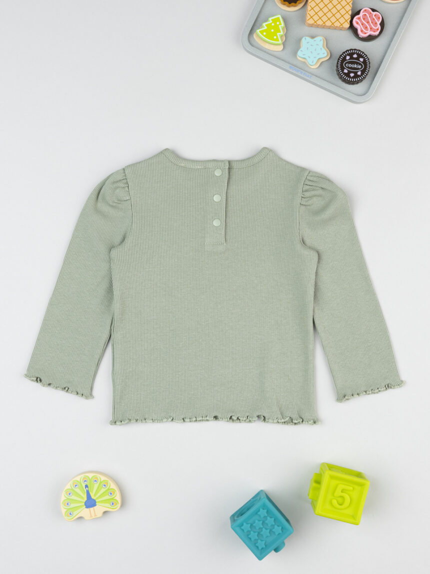 βρεφική μπλούζα φιστικί ριμπ με καρδούλα για κορίτσι - Prénatal