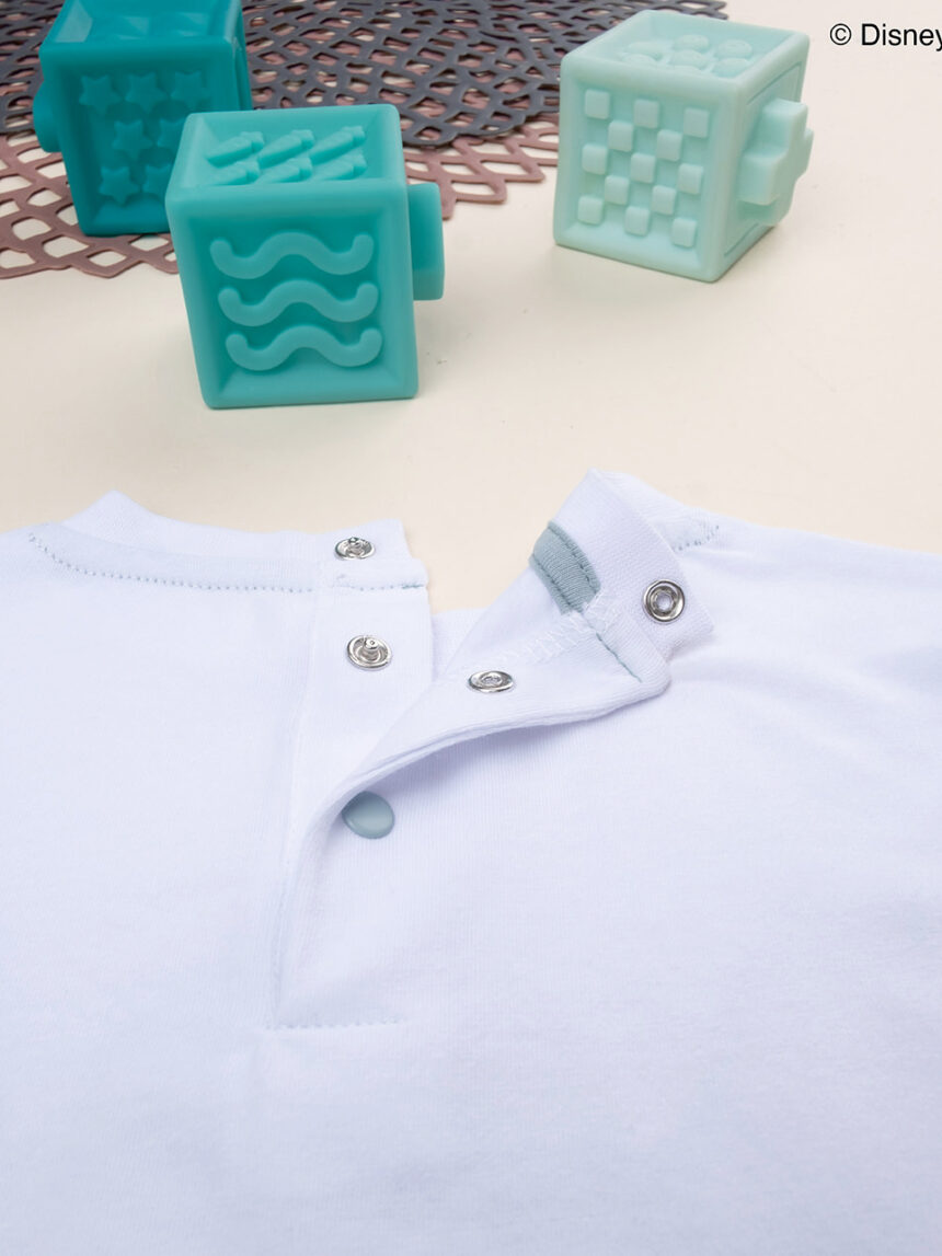 βρεφική μπλούζα λευκή/γαλάζια stitch για αγόρι - Prénatal