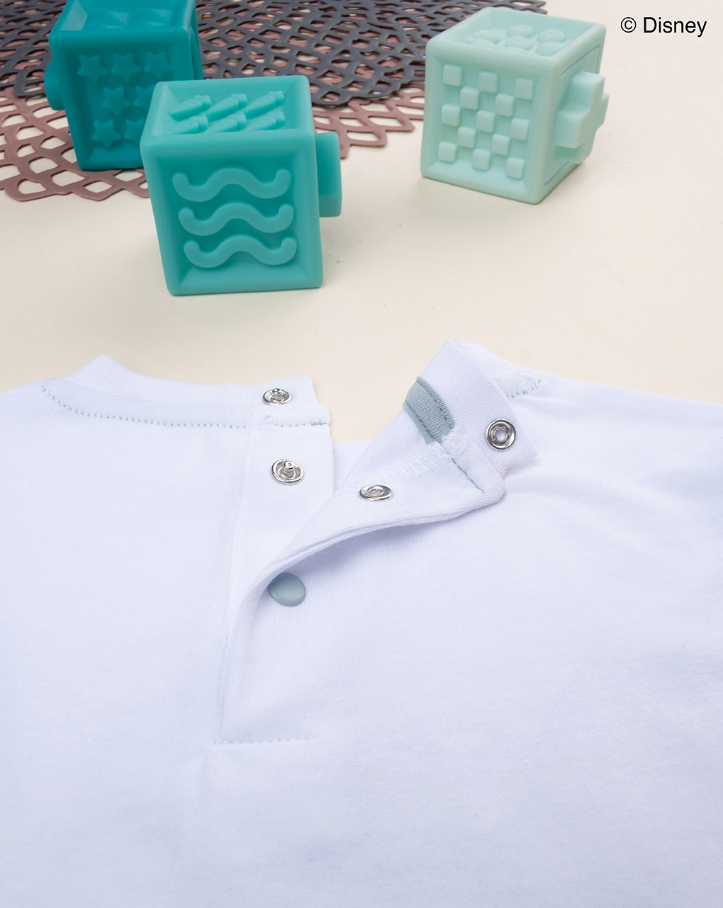 βρεφική μπλούζα λευκή/γαλάζια stitch για αγόρι - Prénatal