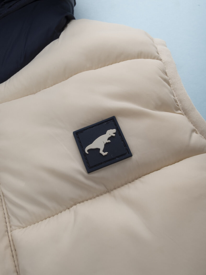 παιδικό αμάνικο μπουφάν puffer κρεμ dino για αγόρι - Prénatal