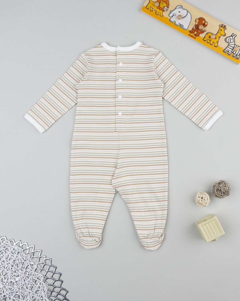 βρεφικό φορμάκι ριγέ μπεζ lion για αγόρι - Prénatal