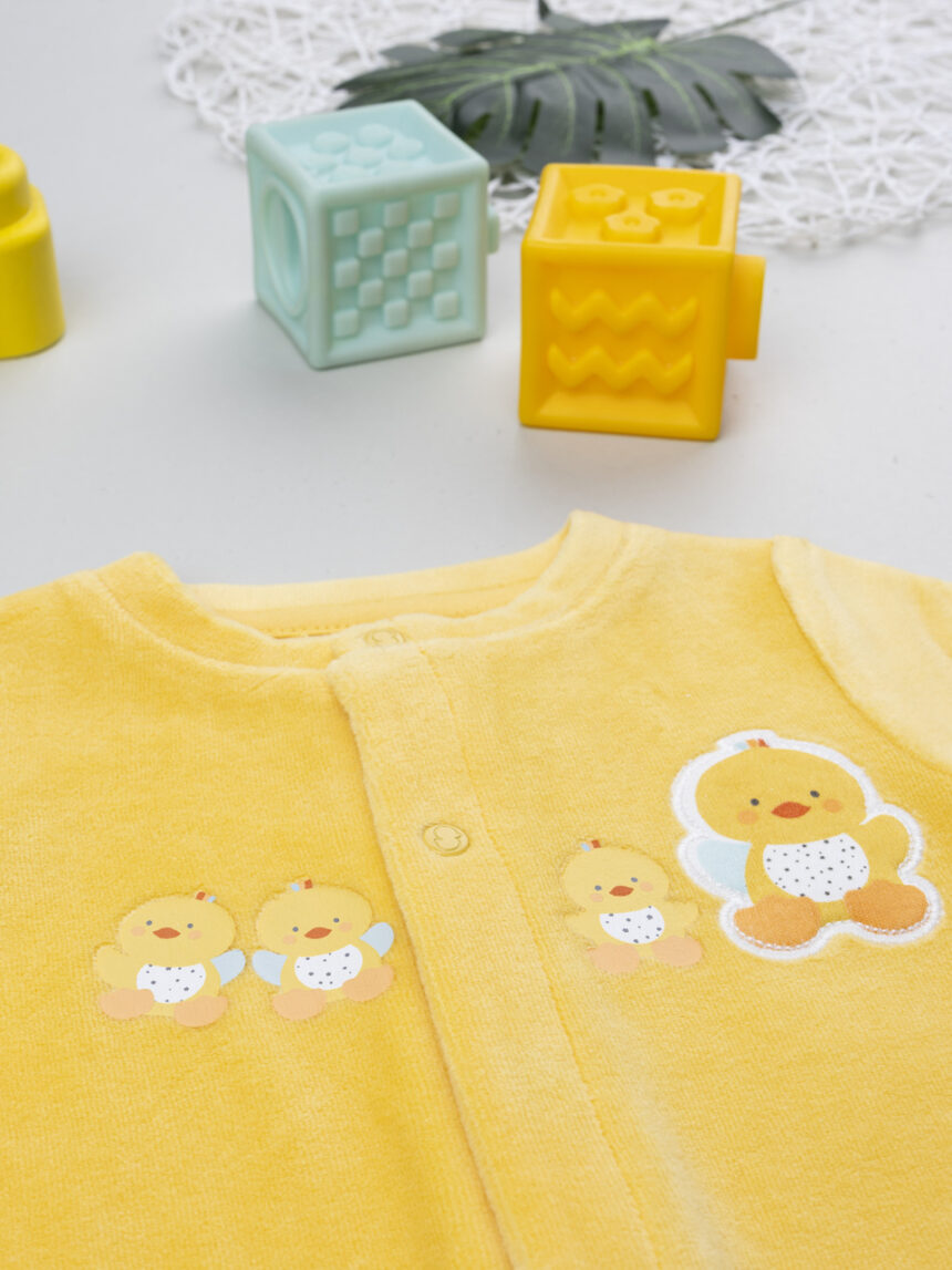 βρεφικό φορμάκι σενίλ κίτρινο baby smile unisex - Prénatal