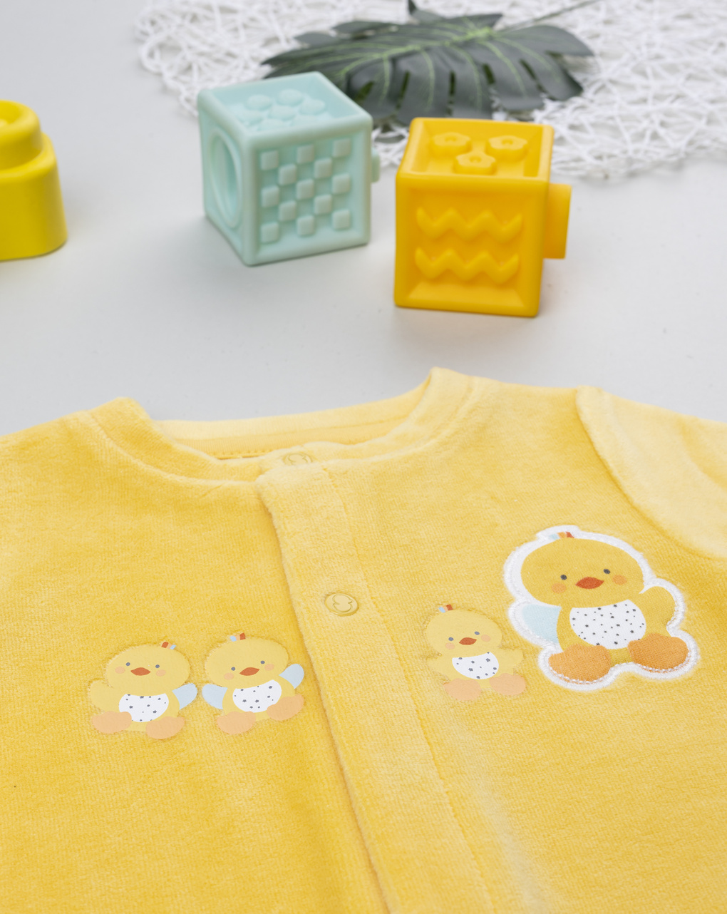 βρεφικό φορμάκι σενίλ κίτρινο baby smile unisex - Prénatal