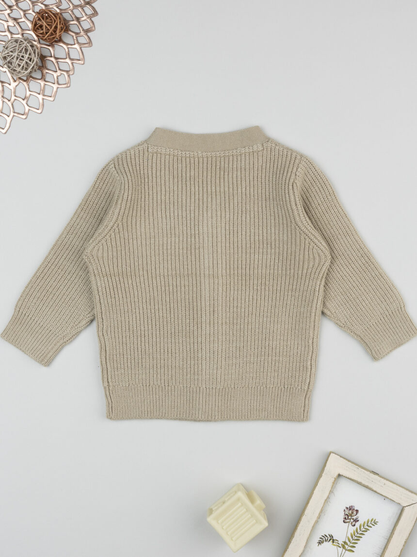 βρεφική πλεκτή ζακέτα καφέ dino για αγόρι - Prénatal