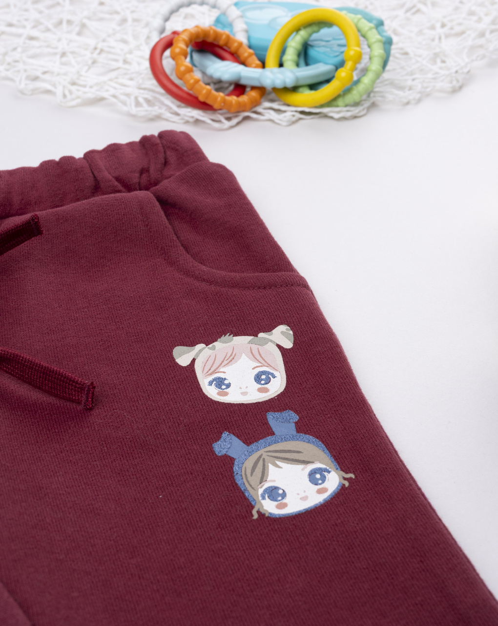 βρεφικό παντελόνι φόρμας μπορντώ unicorn/dog για κορίτσι - Prénatal