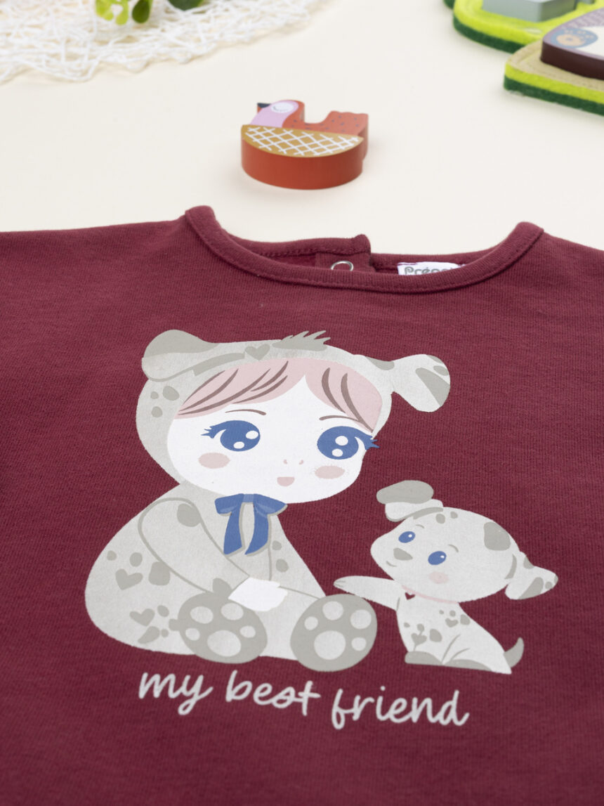 βρεφική μπλούζα φούτερ μπορντώ best friend για κορίτσι - Prénatal