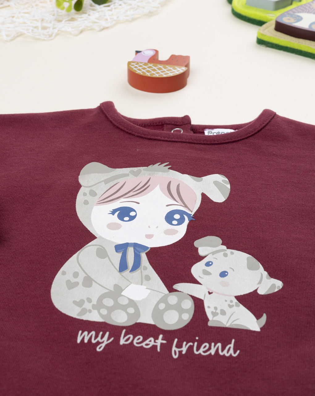 βρεφική μπλούζα φούτερ μπορντώ best friend για κορίτσι - Prénatal