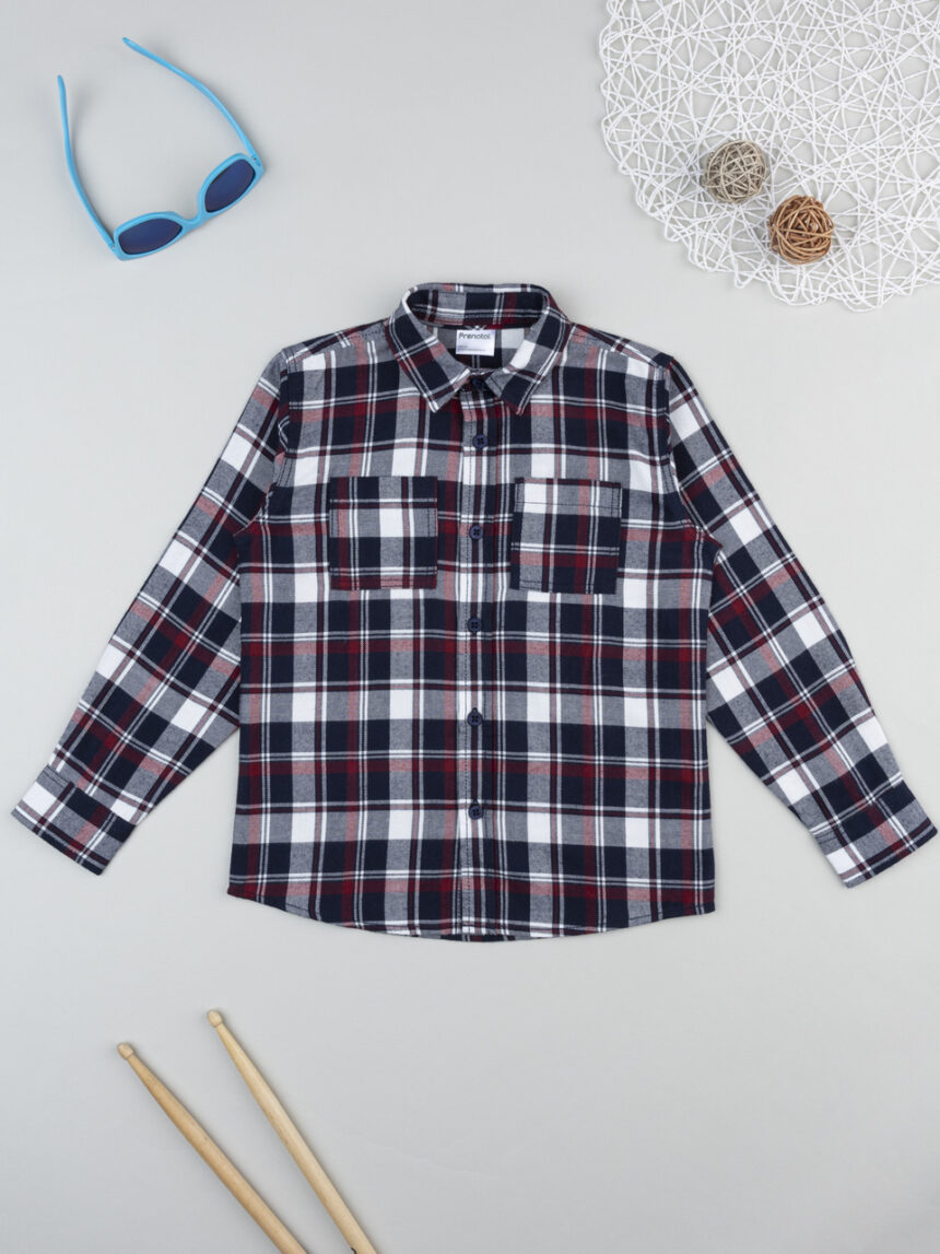 παιδικό πουκάμισο καρό μπλε/κόκκινο για αγόρι - Prénatal