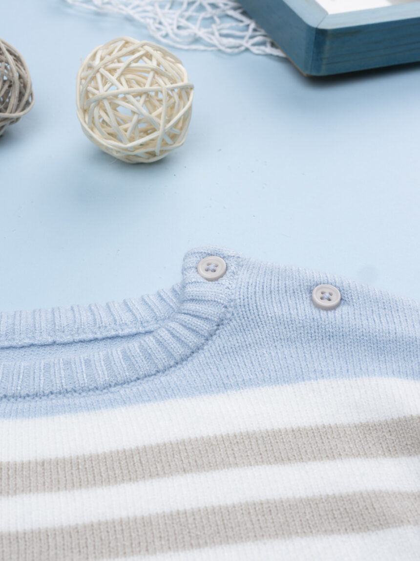 βρεφικό πουλόβερ γαλάζιο ριγέ για αγόρι - Prénatal