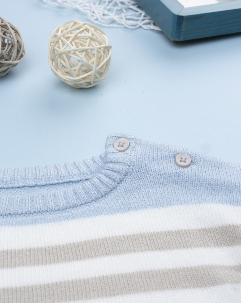βρεφικό πουλόβερ γαλάζιο ριγέ για αγόρι - Prénatal