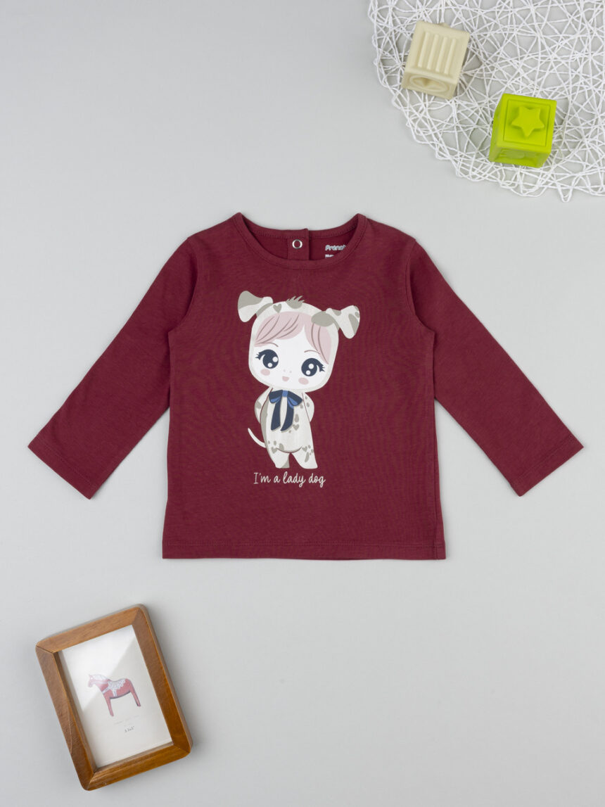βρεφική μπλούζα μπορντώ lady dog για κορίτσι - Prénatal