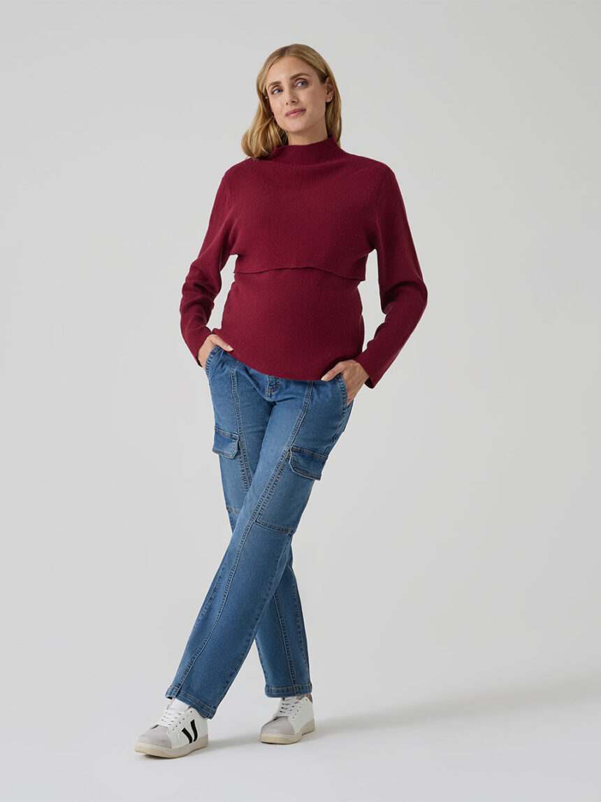 γυναικείο τζιν παντελόνι εγκυμοσύνης cargo μπλε - Prénatal