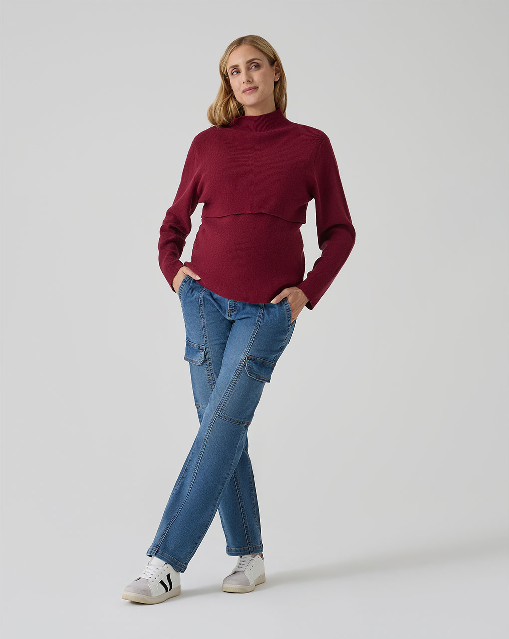 γυναικείο τζιν παντελόνι εγκυμοσύνης cargo μπλε