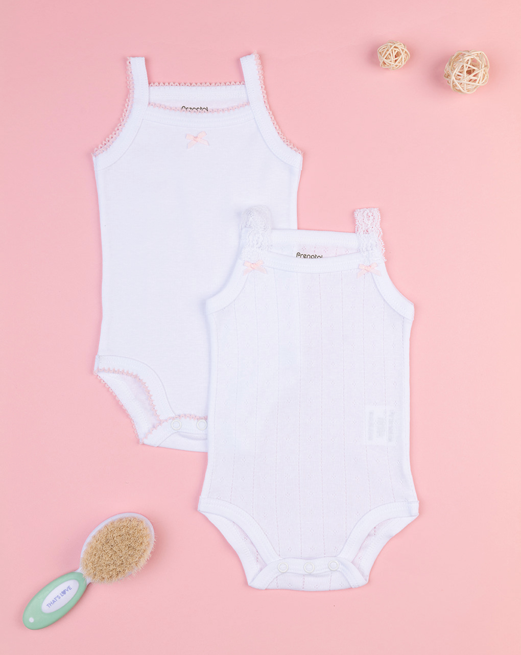βρεφικά κορμάκια λευκά με φιογκάκια πακέτο x2 για κορίτσι