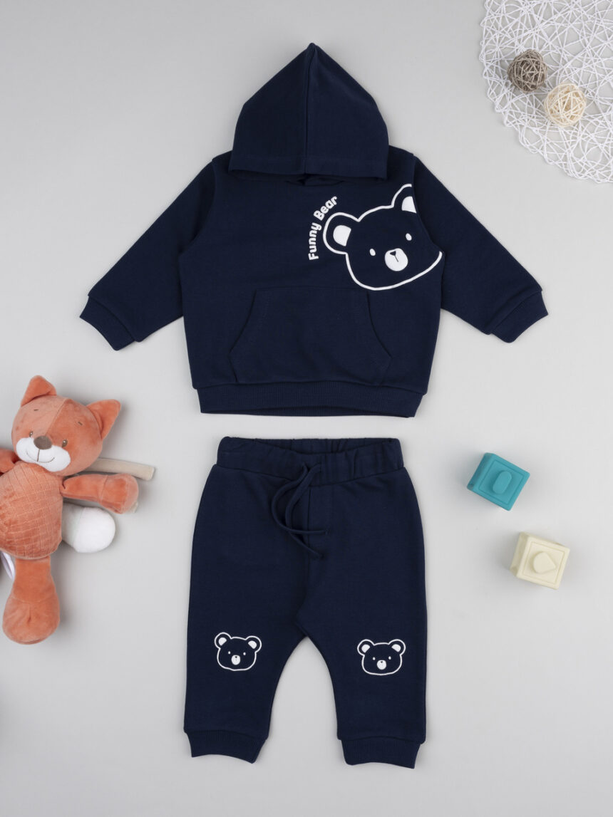 βρεφικό σετ φούτερ και φόρμα μπλε funny bear για αγόρι - Prénatal