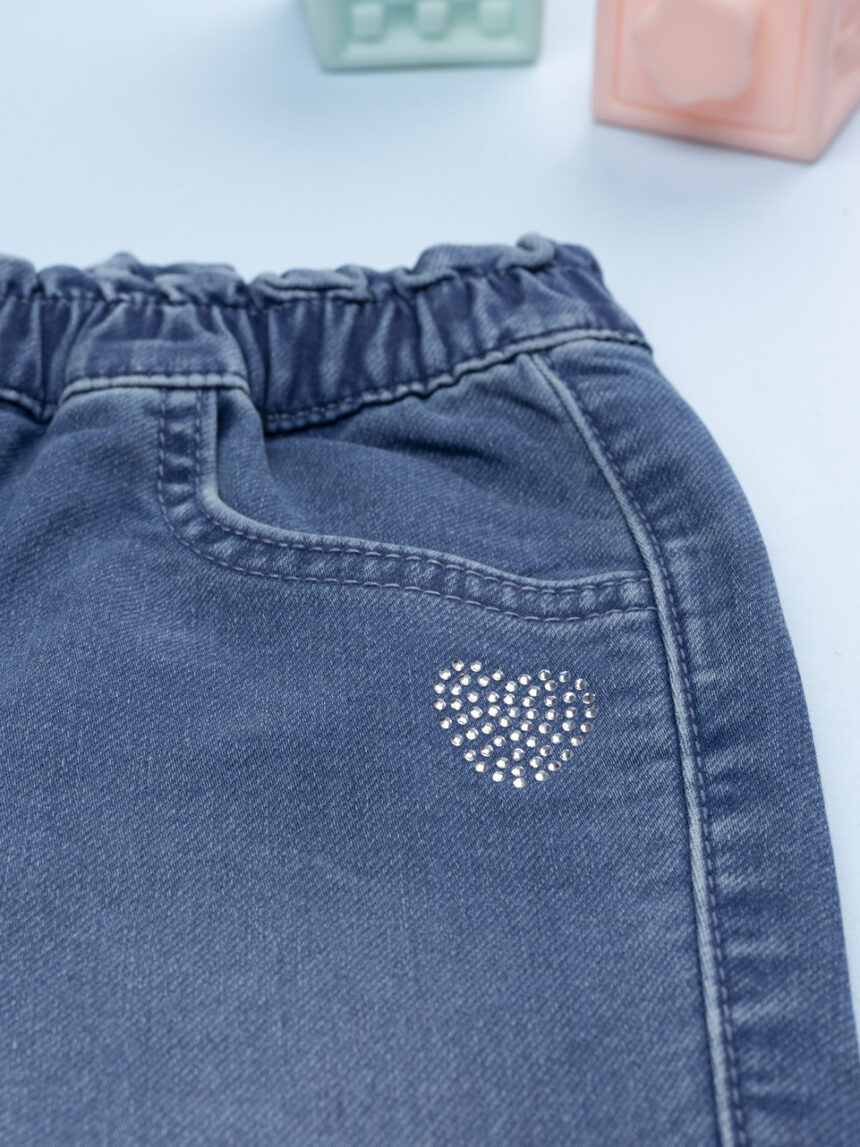 παιδικό τζιν παντελόνι μπλε με καρδούλα για κορίτσι - Prénatal