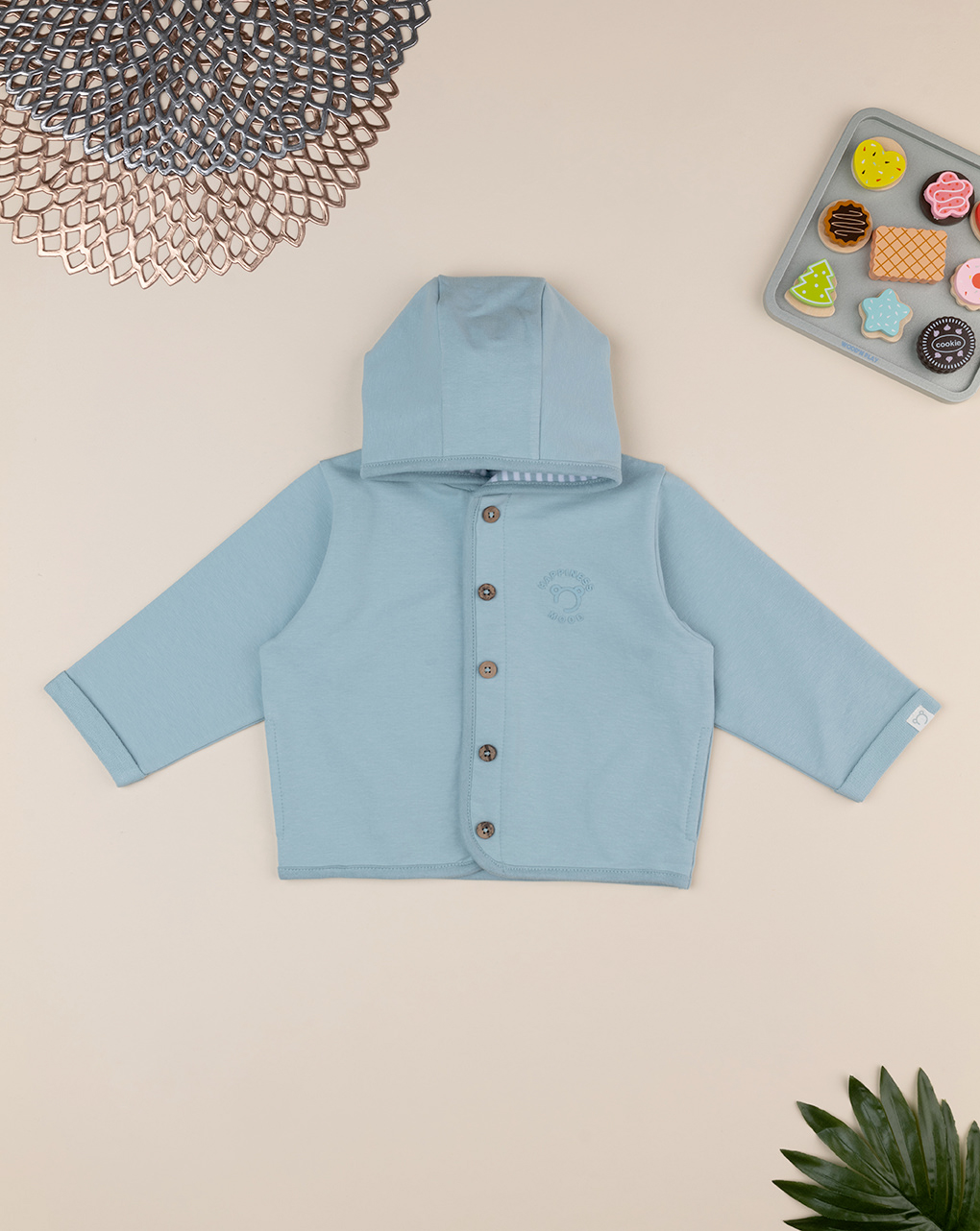 βρεφική ζακέτα γαλάζια happiness mood για αγόρι