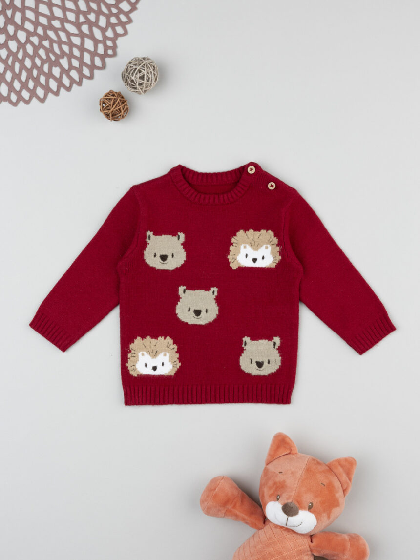 βρεφικό πουλόβερ μπορντώ mountain για αγόρι - Prénatal