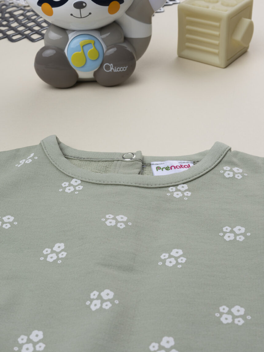 βρεφική μπλούζα φούτερ φιστικί με λουλούδια για κορίτσι - Prénatal