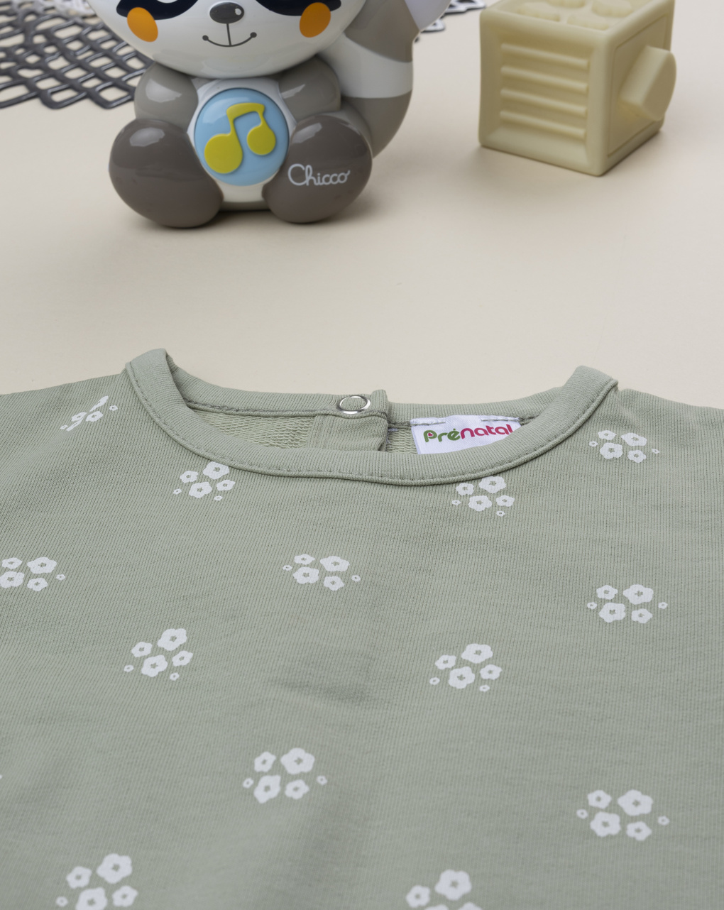 βρεφική μπλούζα φούτερ φιστικί με λουλούδια για κορίτσι - Prénatal