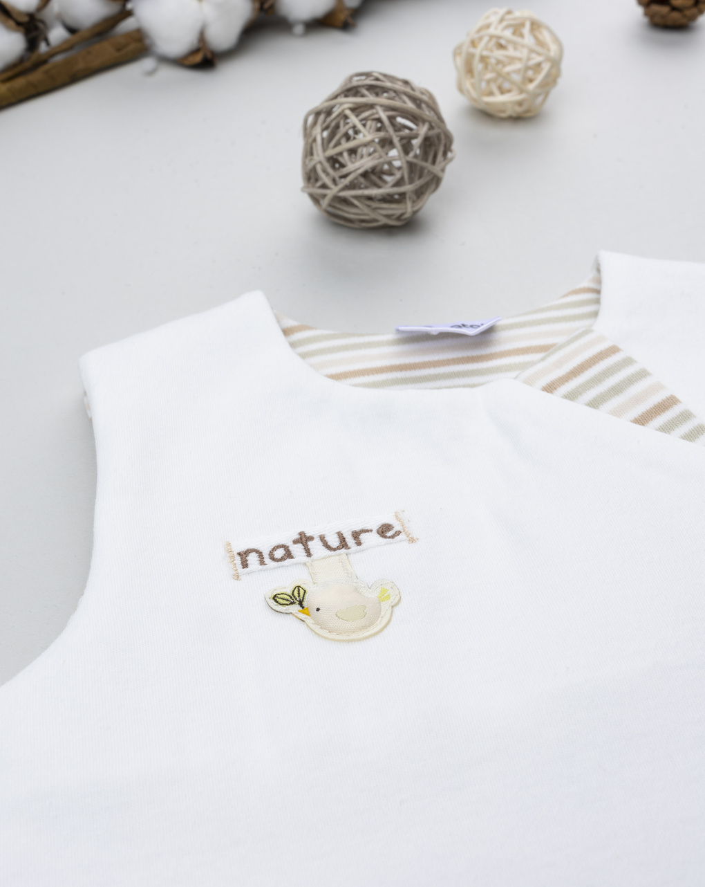 βρεφικός αμάνικος υπνόσακος σενίλ λευκός lion 1.0 tog - Prénatal