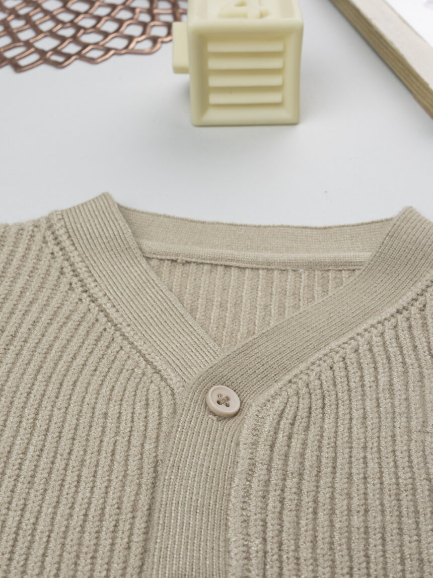 βρεφική πλεκτή ζακέτα καφέ dino για αγόρι - Prénatal