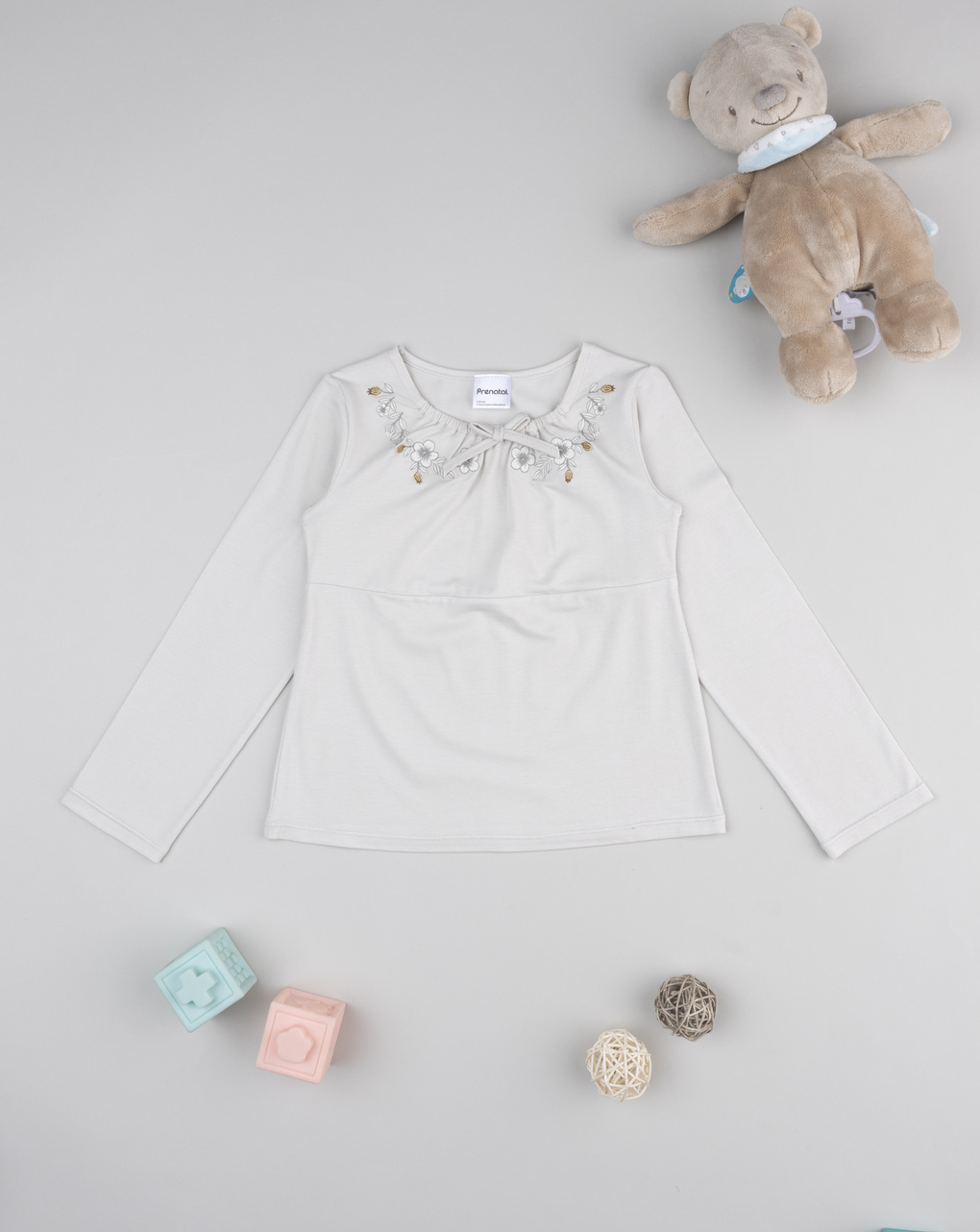 παιδική μπλούζα μπεζ με λουλούδια για κορίτσι - Prénatal