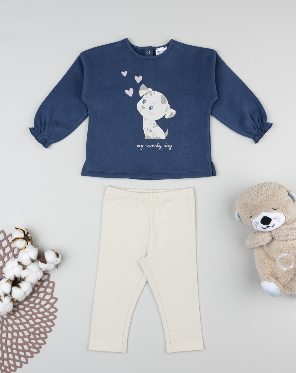 βρεφικό σετ μπλούζα φούτερ και κολάν dog για κορίτσι