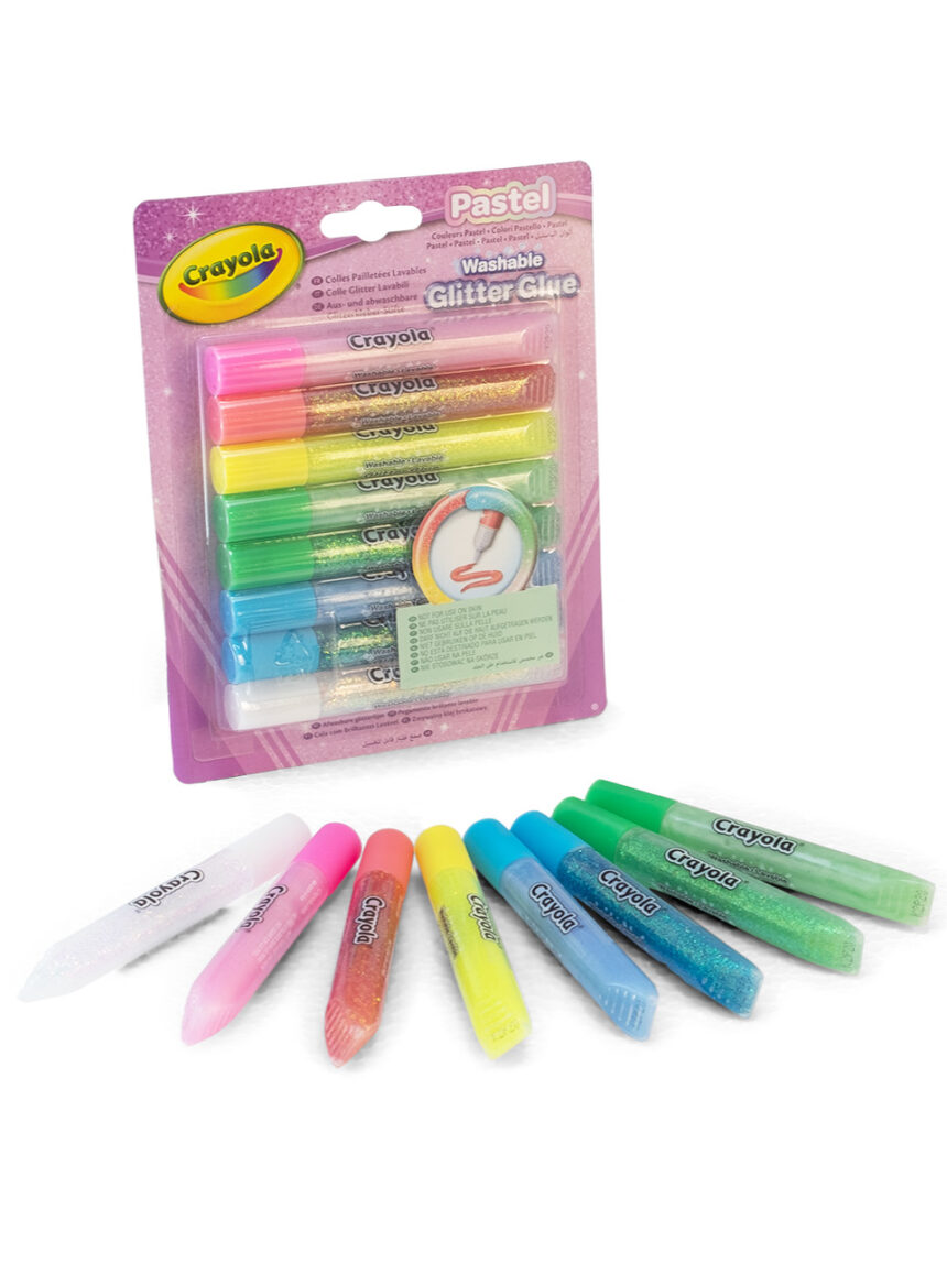 Crayola σετ πλενόμενη κόλλα με γκλίτερ 8τμχ pastel - Crayola