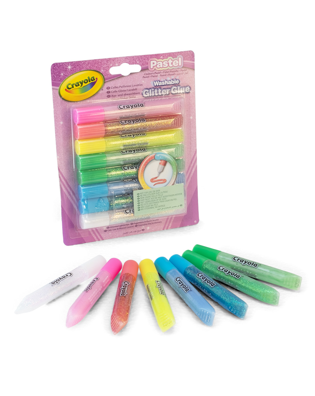Crayola σετ πλενόμενη κόλλα με γκλίτερ 8τμχ pastel