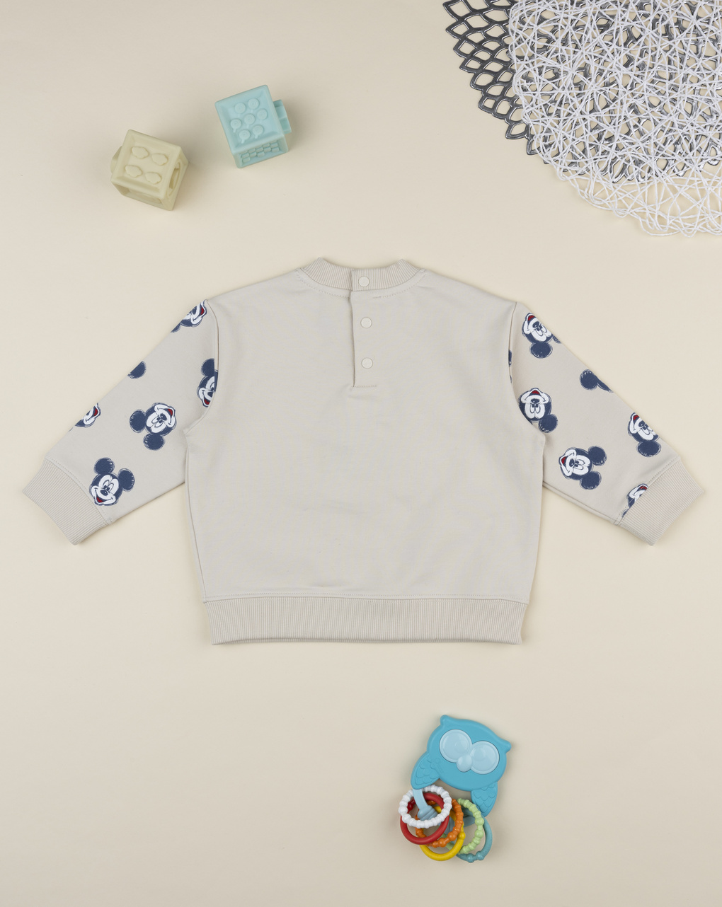 βρεφική μπλούζα φούτερ μπεζ mickey για αγόρι - Prénatal